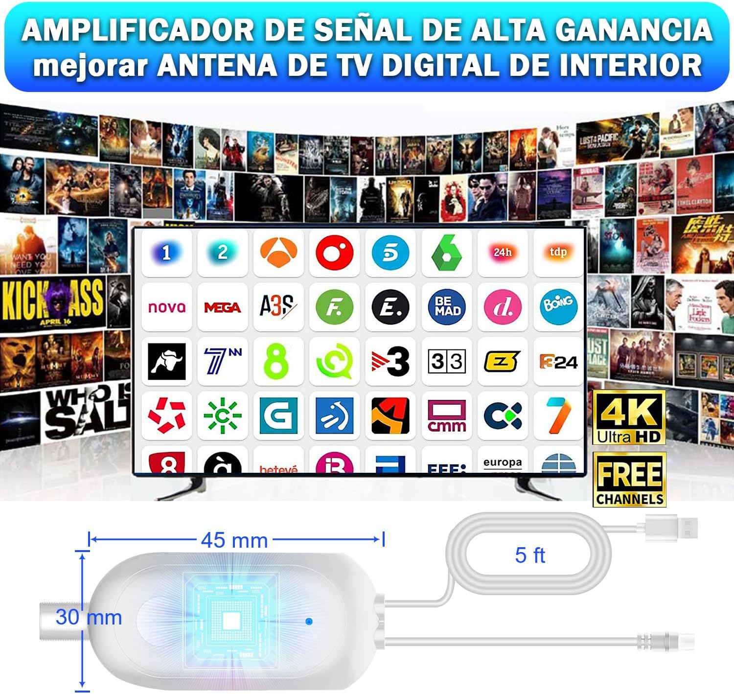 Thumbnail 1 de Amplificador de Señal USB para Antena TV 1 m