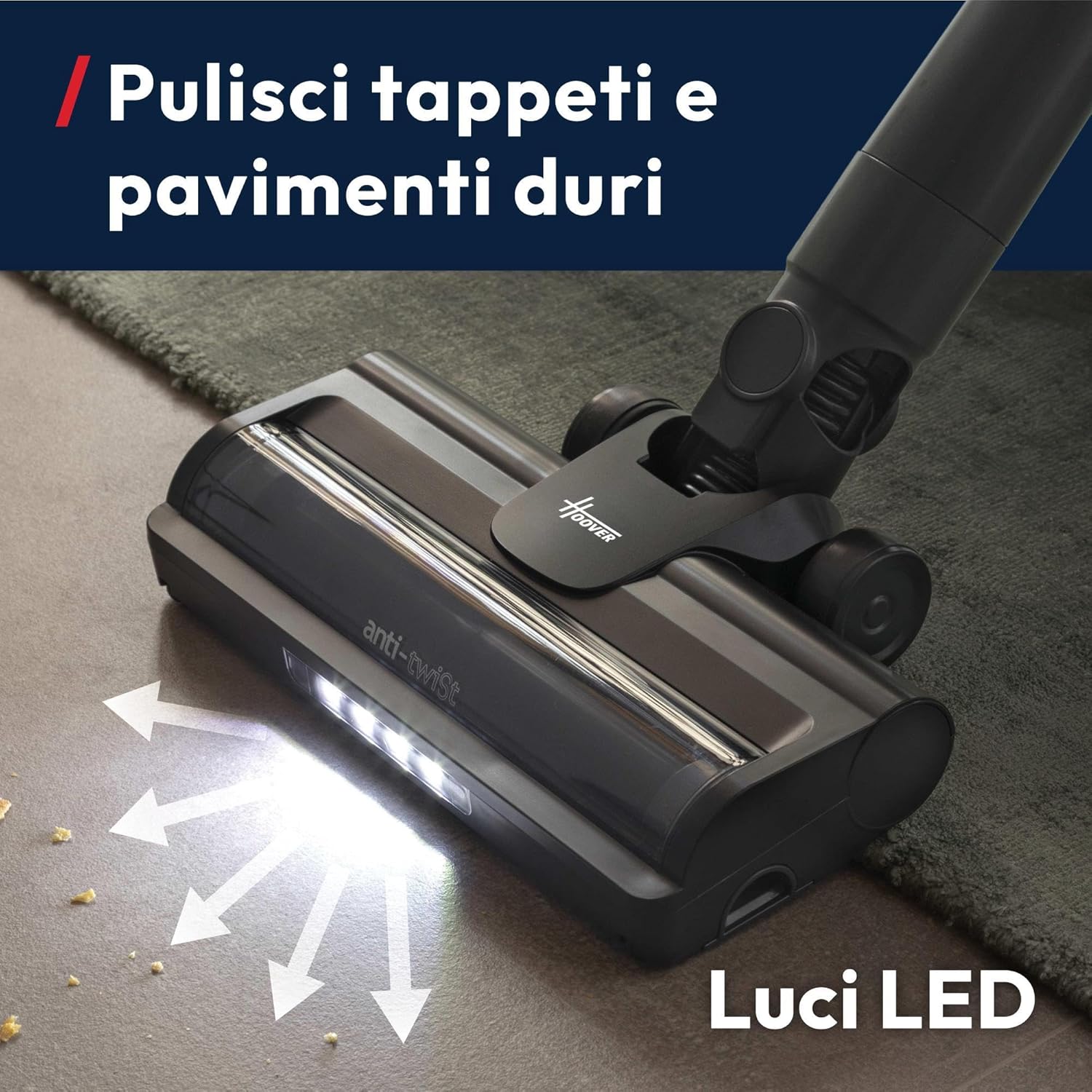 Detalle de Hoover HF1 Plus Scopa Elettrica Senza Fili con Modalità Turbo e Tecnologia Anti-Twist