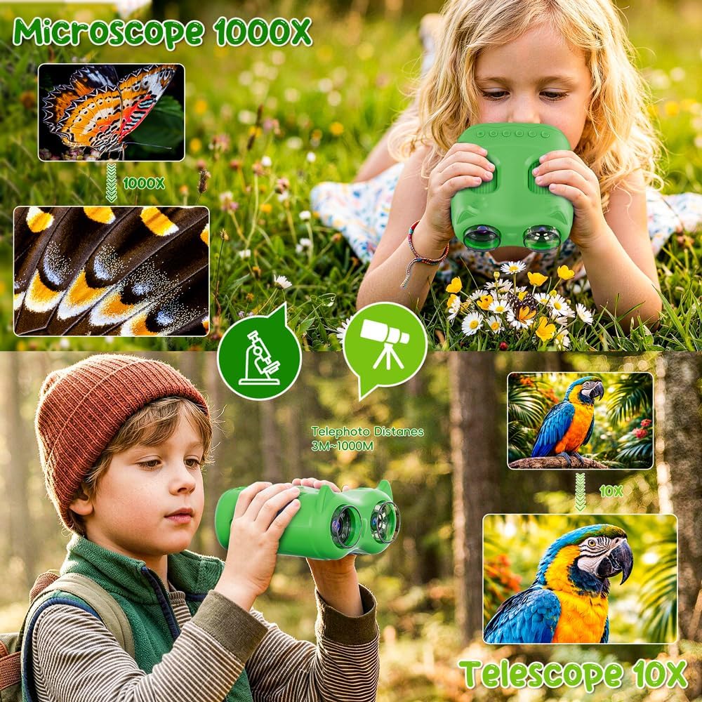 Detalle de Temodu Digitales Mikroskop für Kinder – 2-in-1 Mikroskop und Fernglas mit 4K Bildschirm, tragbar, ab 3 Jahren