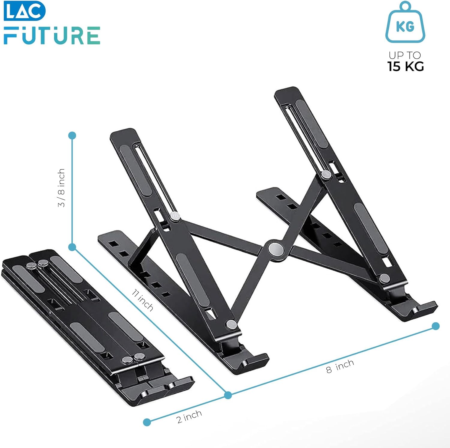 Thumbnail 4 de LAC FUTURE Laptop Stand for Desk — Foldable, 10-Height Adjustable, Ventilated Stand for 10–17 inch Laptops and Tablets