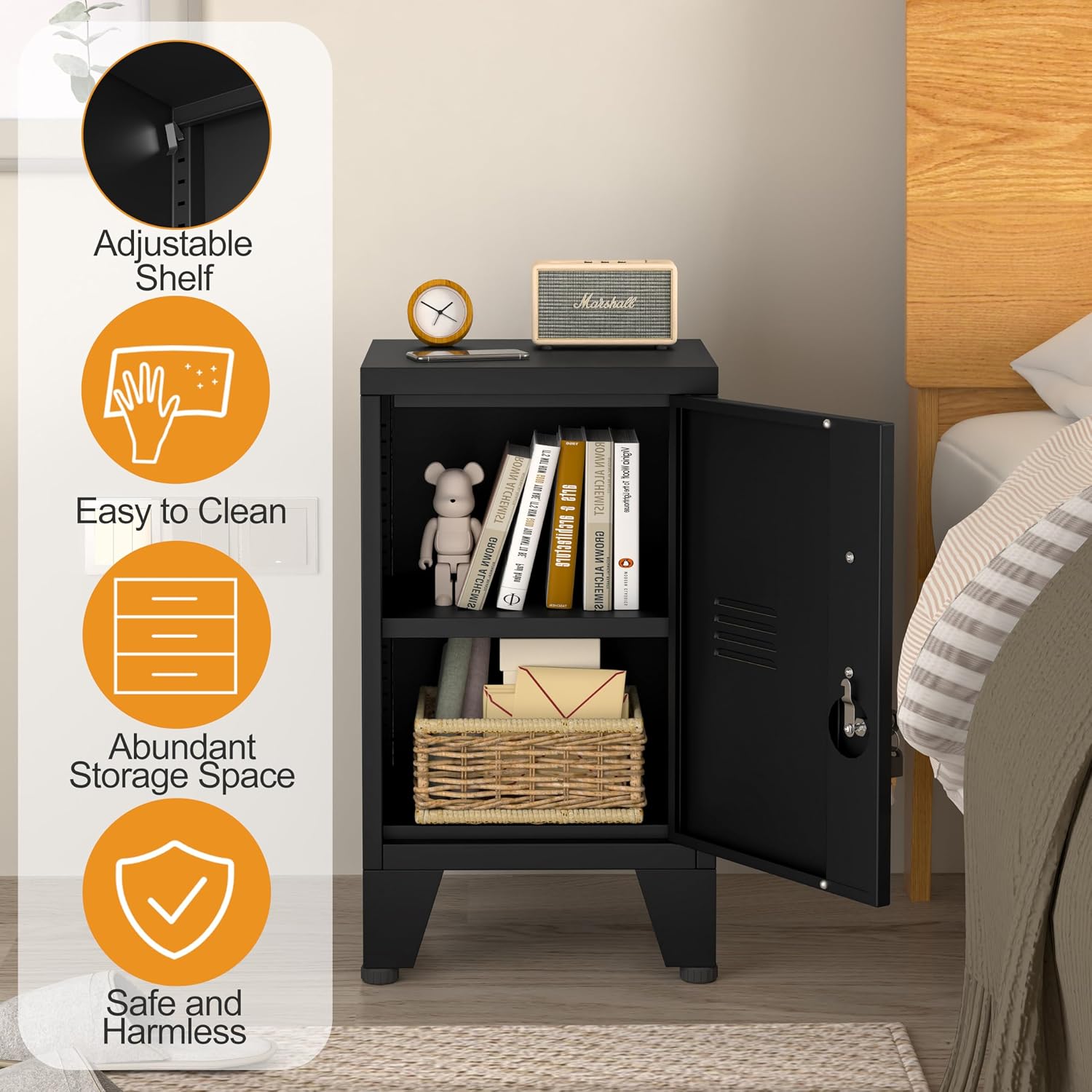 Detalle 2 de PAOFIN Metal Nightstand