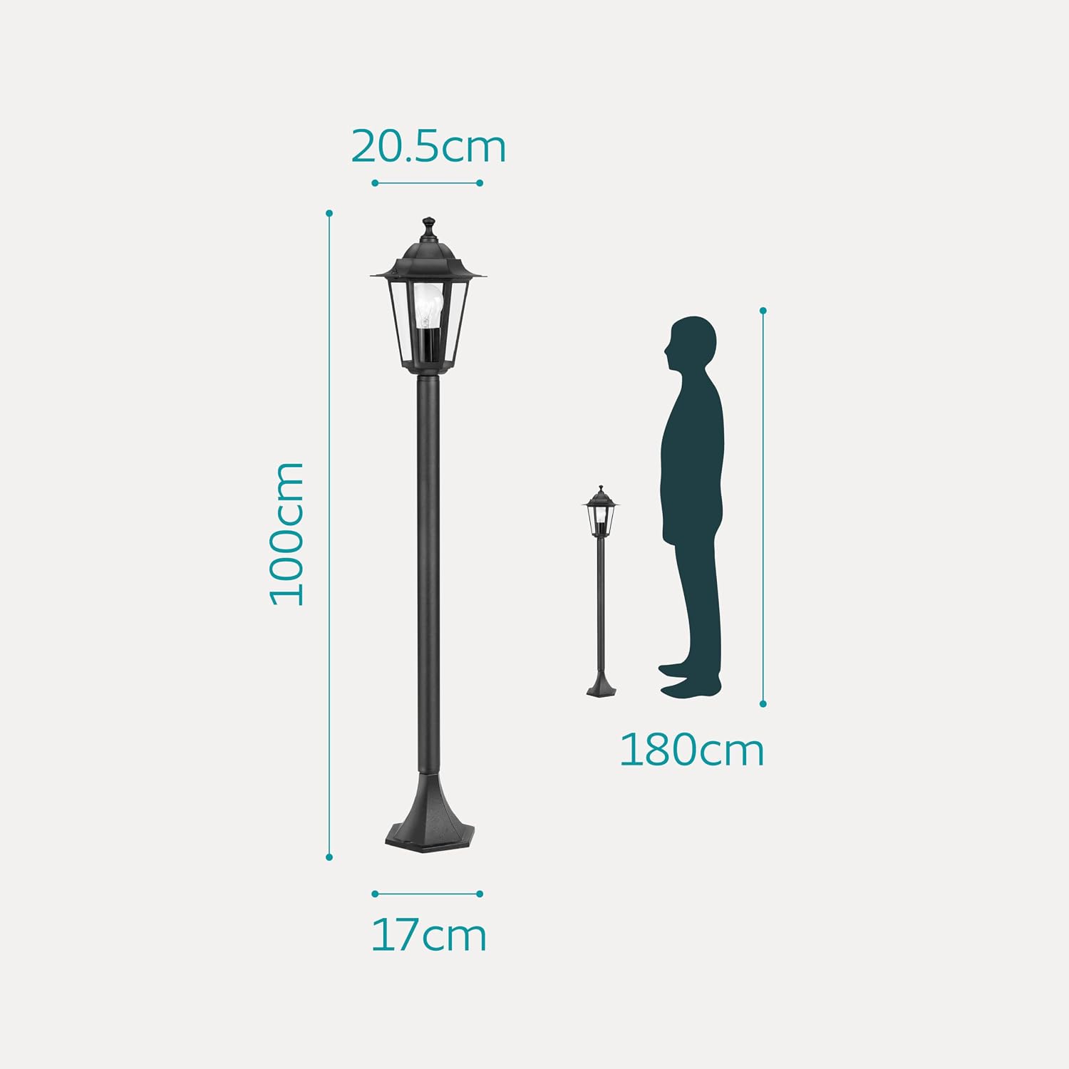 Detalle 2 de EGLO Laterna 4 22144 – zewnętrzna lampa stojąca IP44 z aluminium i szkła