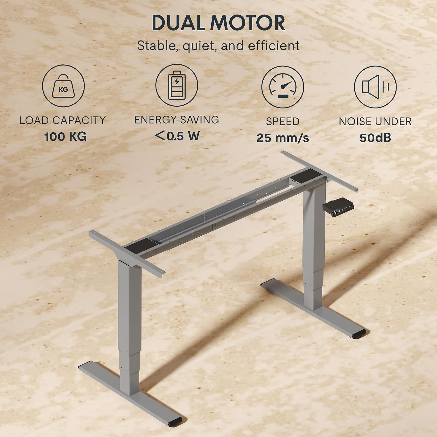 Detalle de FLEXISPOT EC5S-Plus-NL03 Electric Desk Frame, Dual Motors, Grey