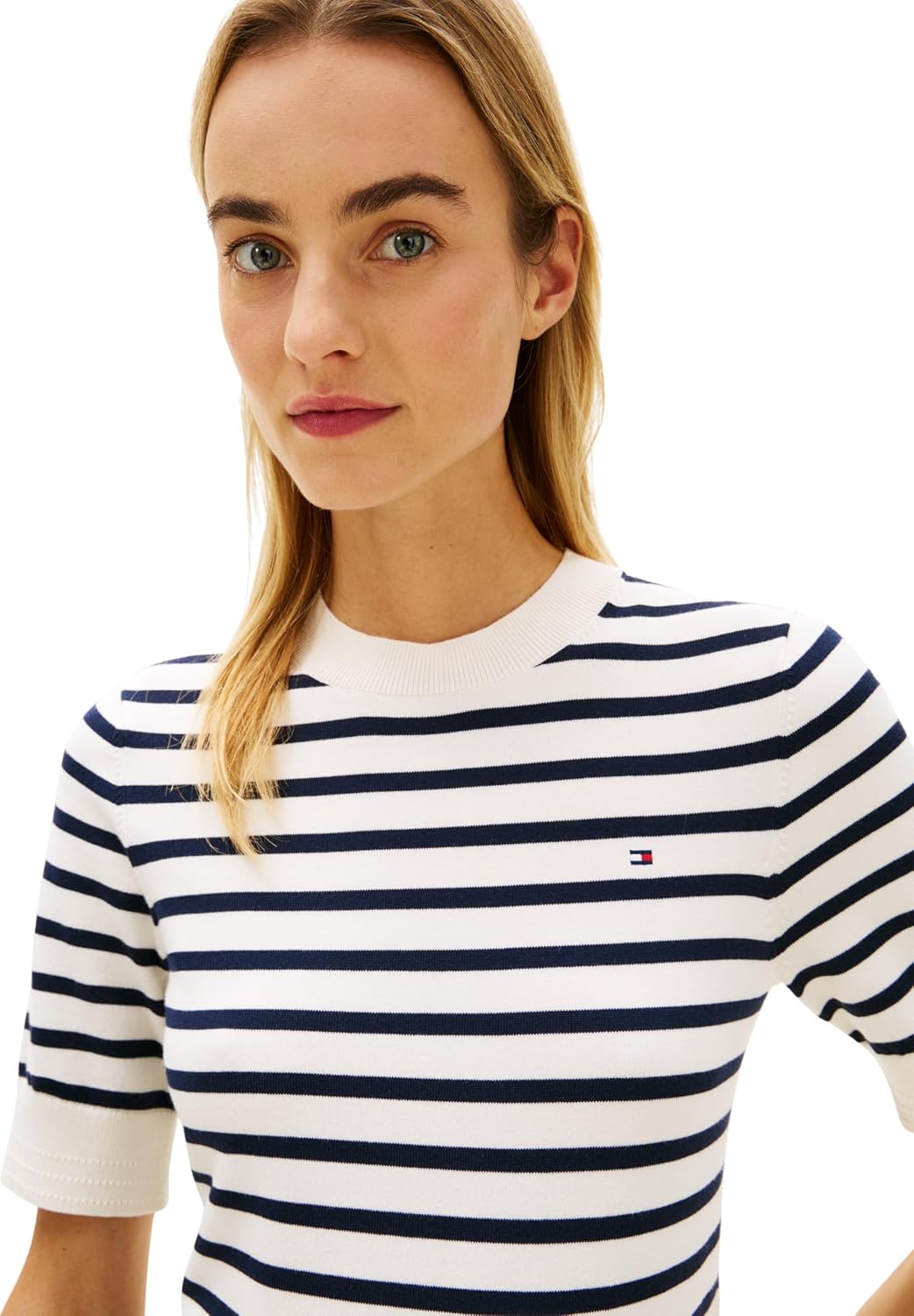 Detalle de Tommy Hilfiger Co Jersey Fine GG C-nk SS Swt WW0WW49705 pullover donna