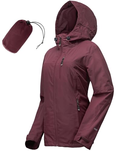 Detalle de 33,000ft Regenjacke Damen Wasserdicht & atmungsaktiv – Weinrot, Größe 44