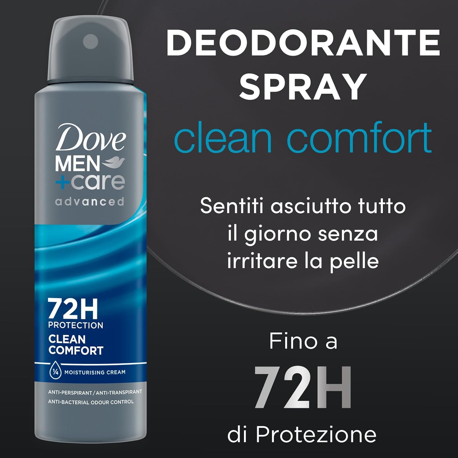 Detalle 2 de Dove Men + Care Advanced Clean Comfort Spray - Deodorante Uomo 6x200 ml