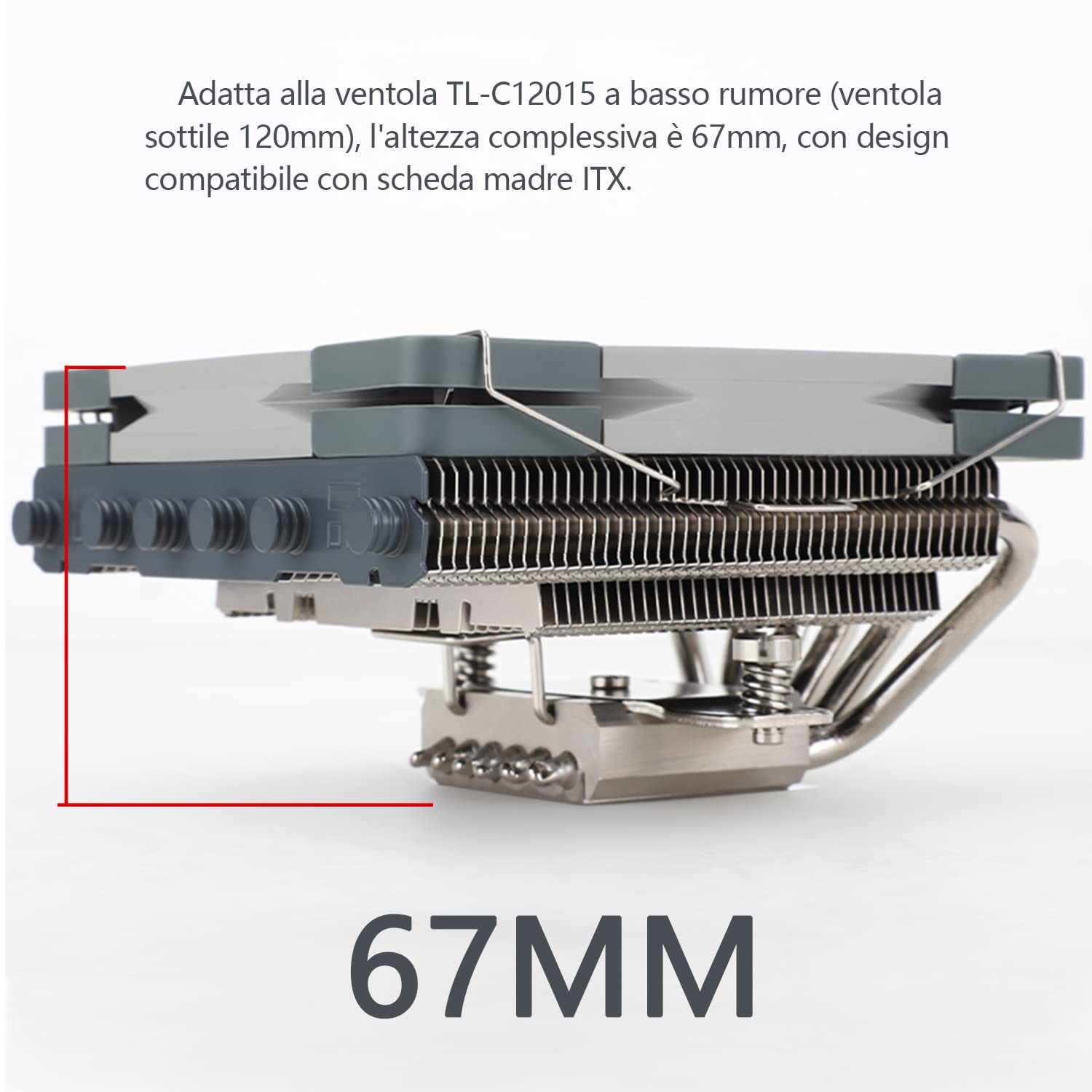 Detalle de Thermalright AXP120-X67 CPU-luchtkoeler met 6 heatpipes en PWM-ventilator