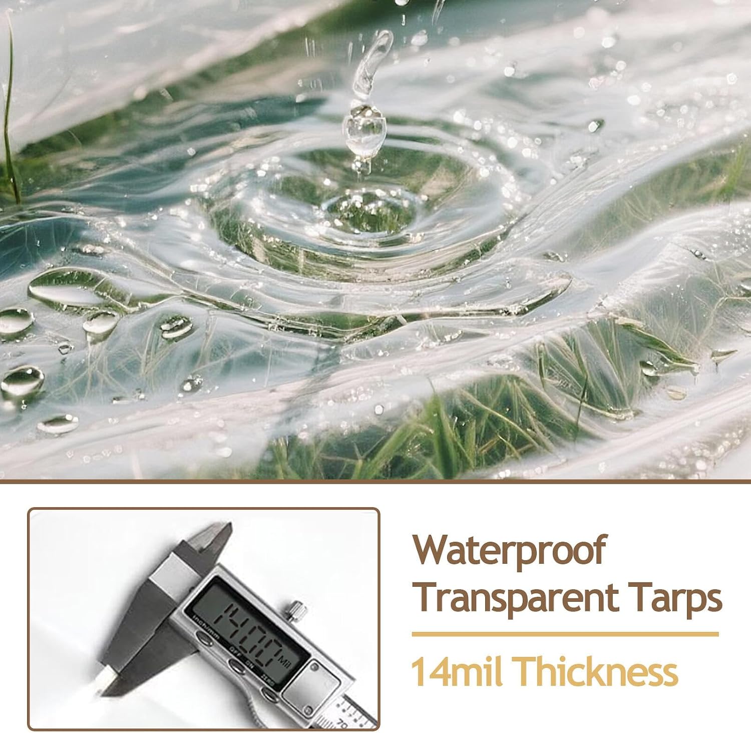 Detalle de KGOSAUO clear tarps with grommets 10x10 ft Clear Vinyl Tarp, 14-Mil