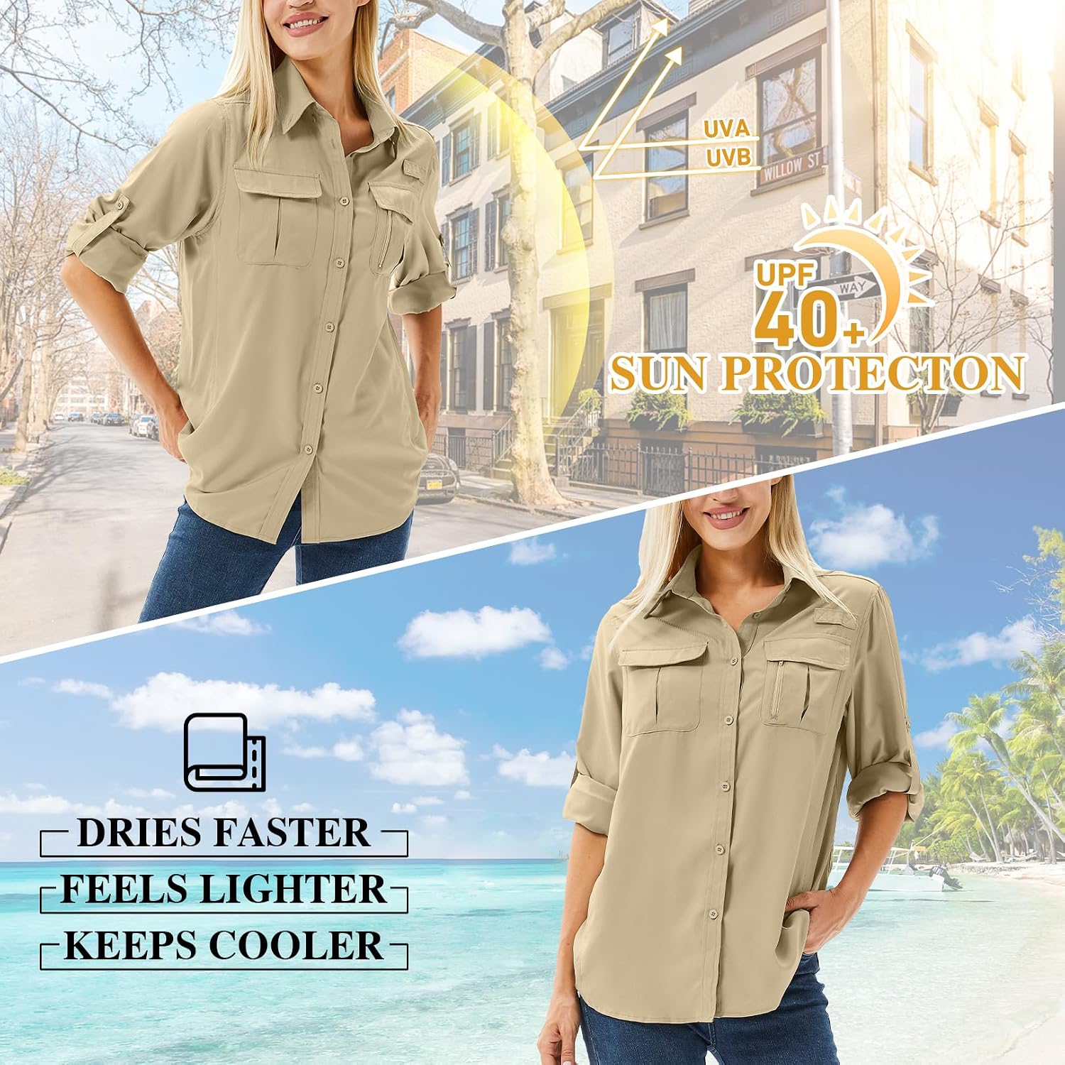 Detalle 2 de Winebox Women’s UPF 50 Long Sleeve Sun Protection Shirt (Quick Dry, UPF 50)