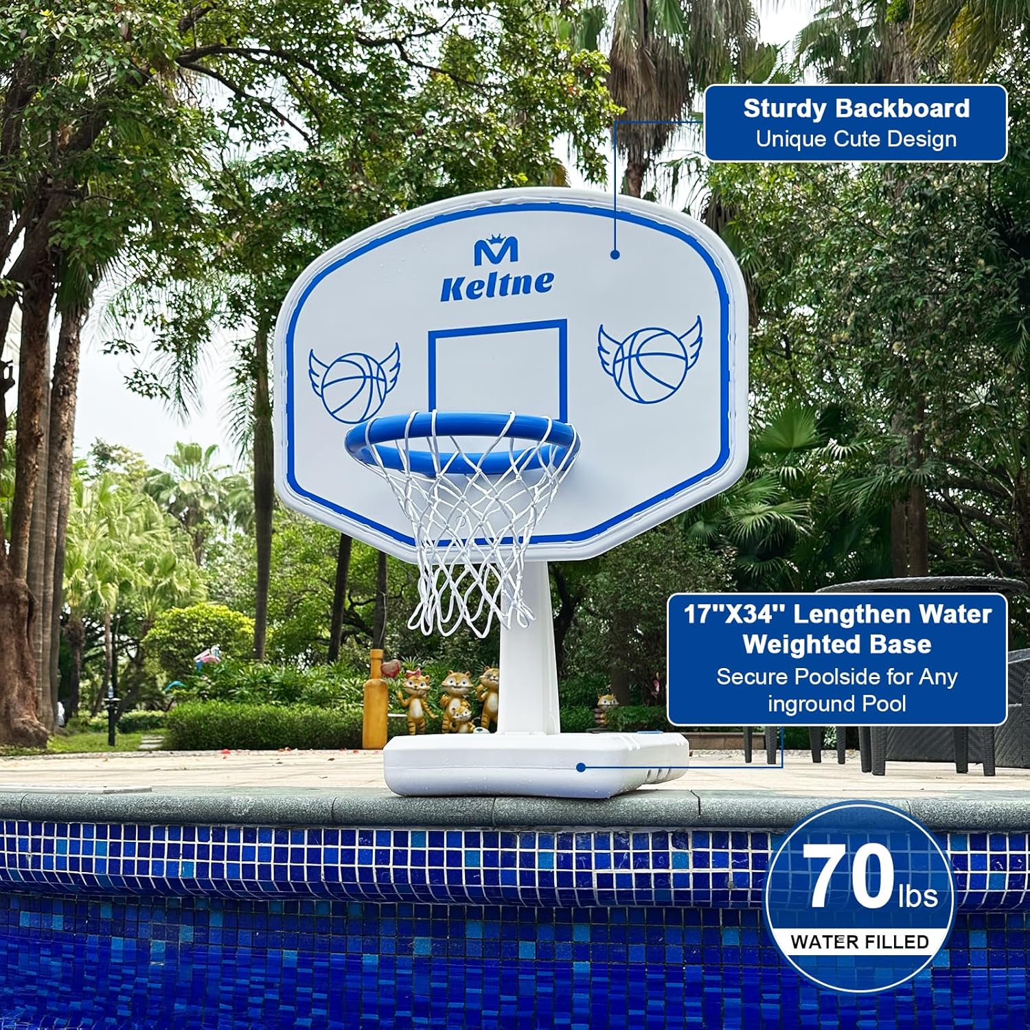 Thumbnail 3 de Dahivs Pool Basketball Hoop with Lengthened Water-Filled Base (34" x 34" x 42.2")