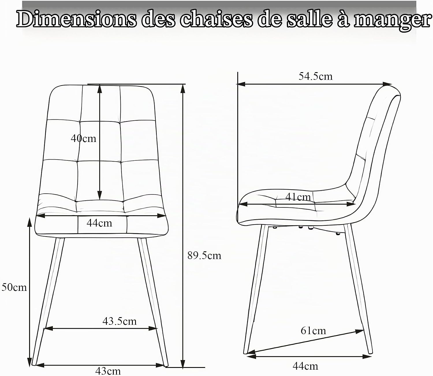 Thumbnail 2 de BenyLed BNY-9GE eetkamerstoelen, set van 6 in donkergrijs kunstleer