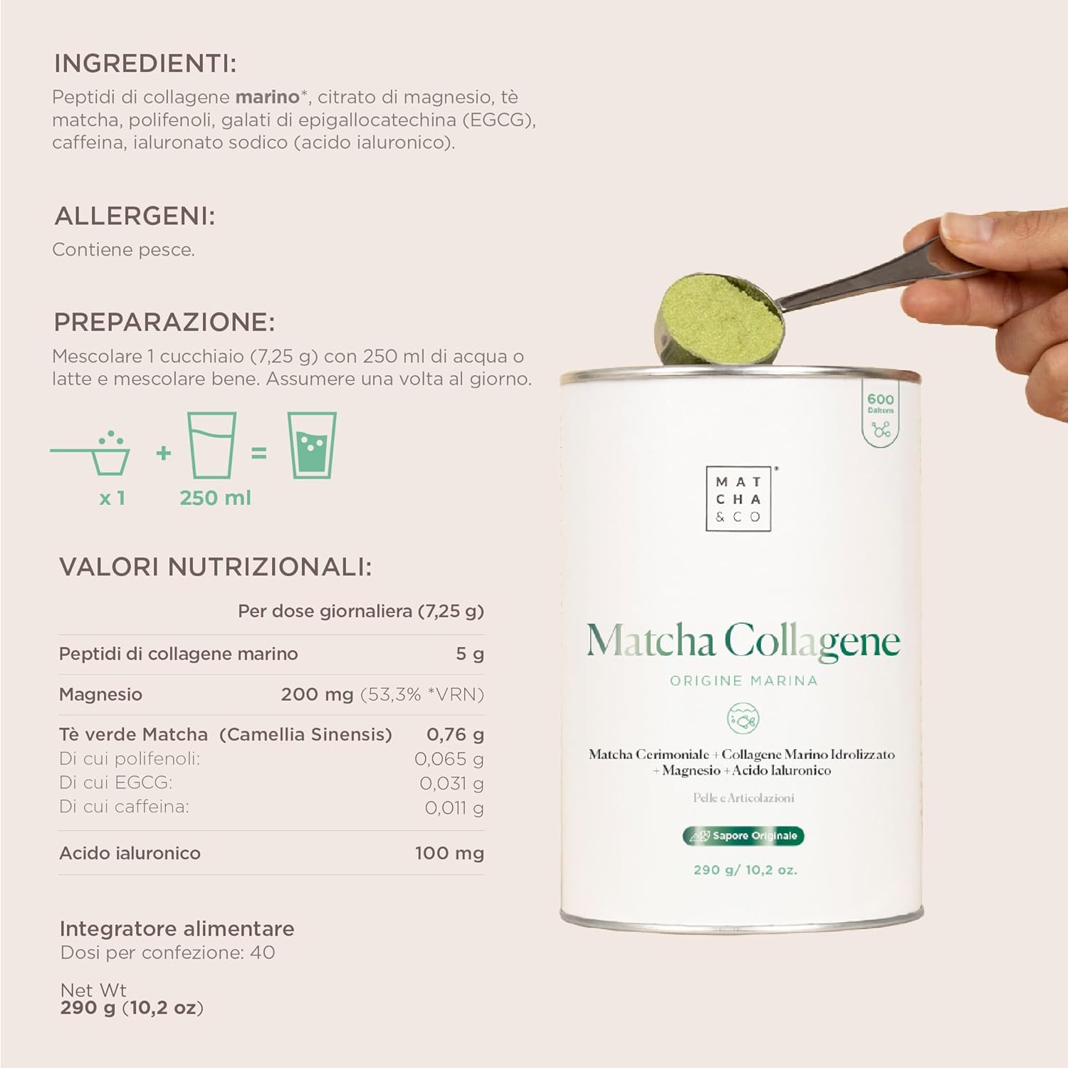 Thumbnail 3 de Collagene al Matcha: collagene marino con magnesio, tè matcha e acido ialuronico per pelle, articolazioni e unghie