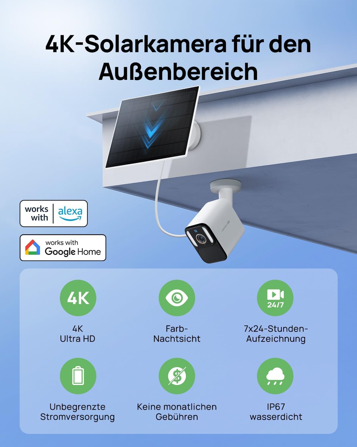 Detalle 2 de Anona Aurora 4K Solar Überwachungskamera 8MP