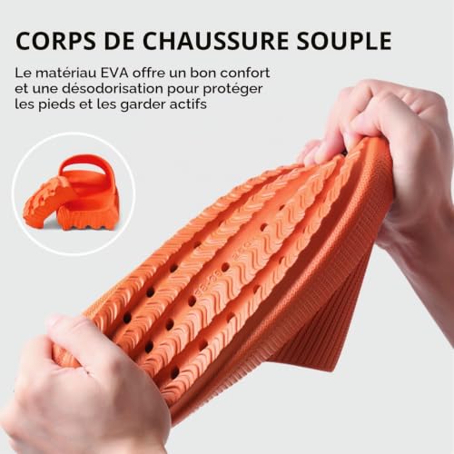 Thumbnail 4 de HEOAARG Chaussons Nuage Antidérapants pour Homme et Femme, 36-37 EU – Orange