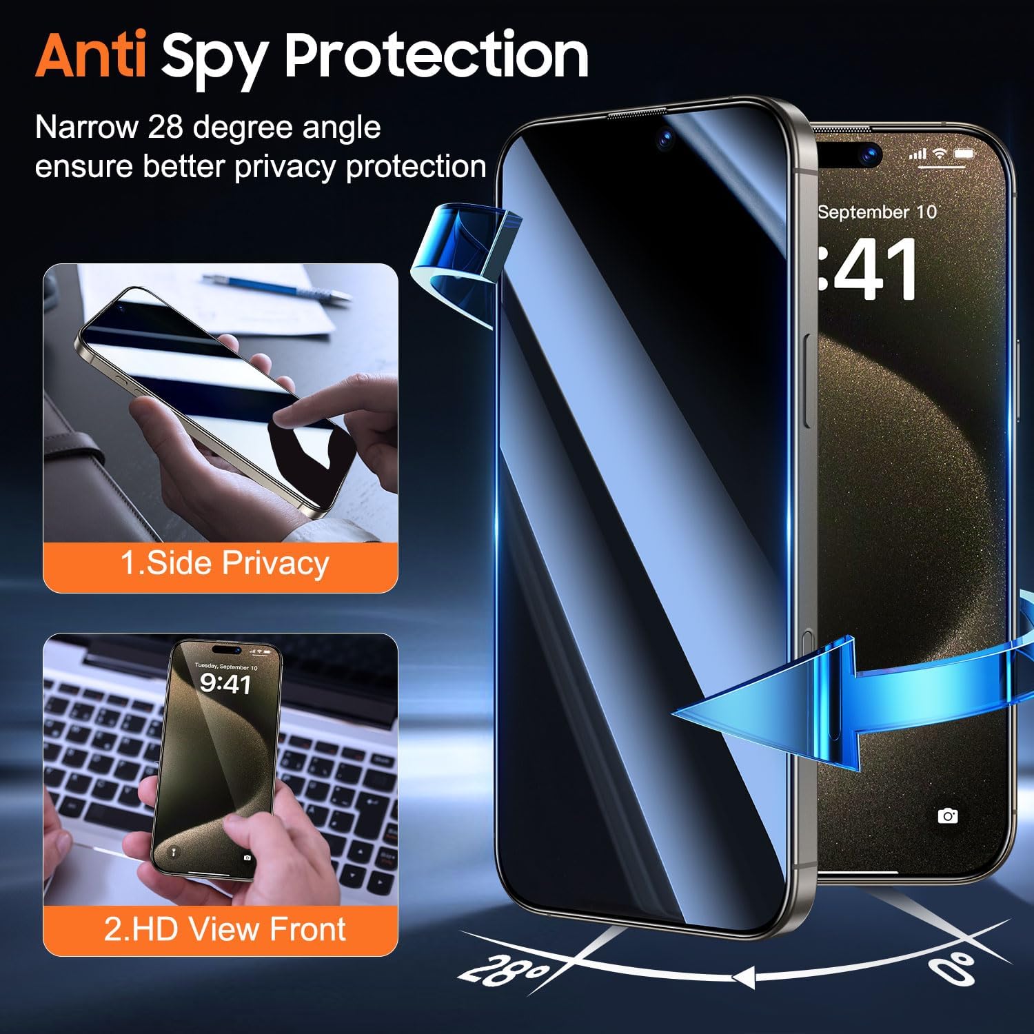 Detalle de UniqueMe iPhone 15 Pro Max privacy screen