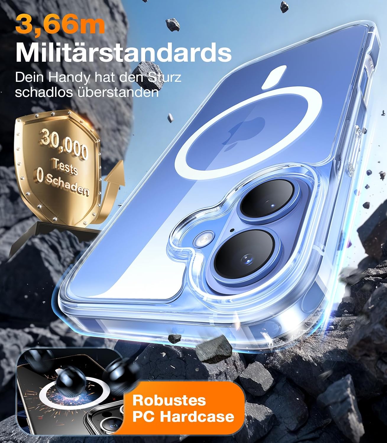 Thumbnail 3 de TORRAS Guardian-Mag Hülle für iPhone 16 mit MagSafe-Schutz & 38 integrierten Magneten (transparent)