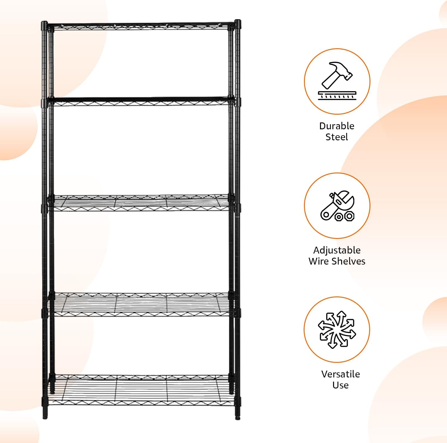Detalle 2 de Amazon Basics regał magazynowy, 5 półek, stalowa konstrukcja, udźwig do 795 kg