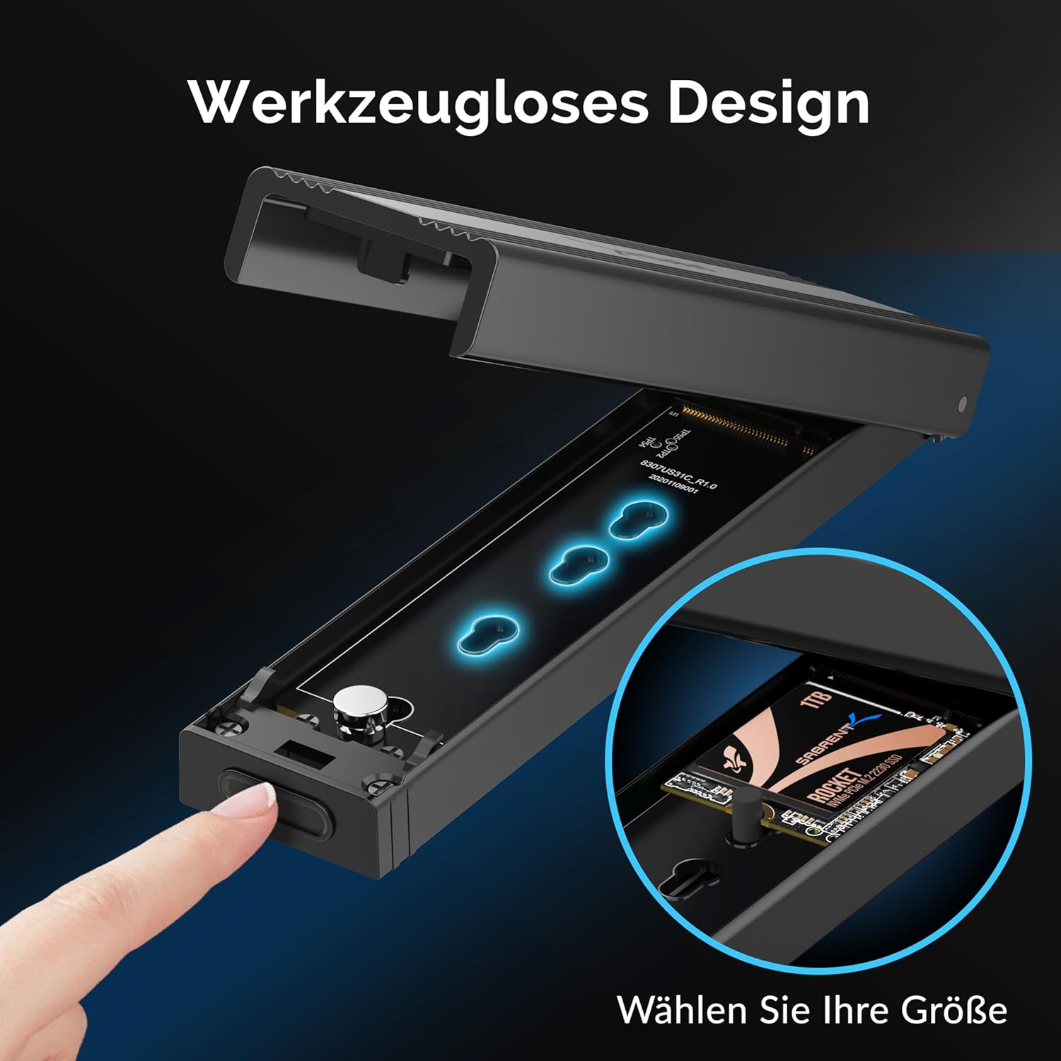 Detalle 2 de SABRENT EC-SNVE NVMe Gehäuse 10 Gbps 💾