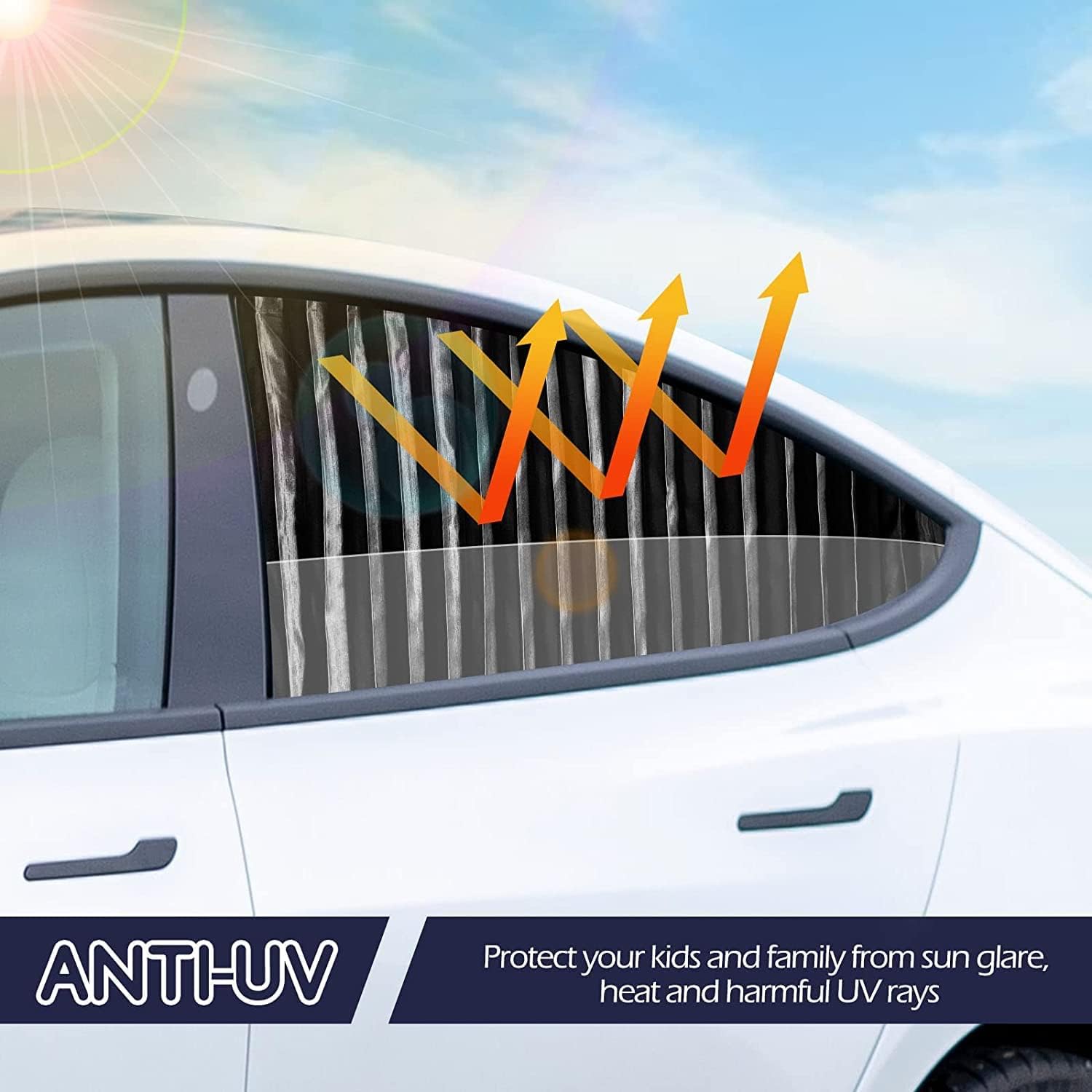 Detalle de ZATOOTO Magnetischer Sonnenschutz für Auto – 2er Set, Seitenscheiben Vorhang, UV- & Hitze-Schutz, Schwarz