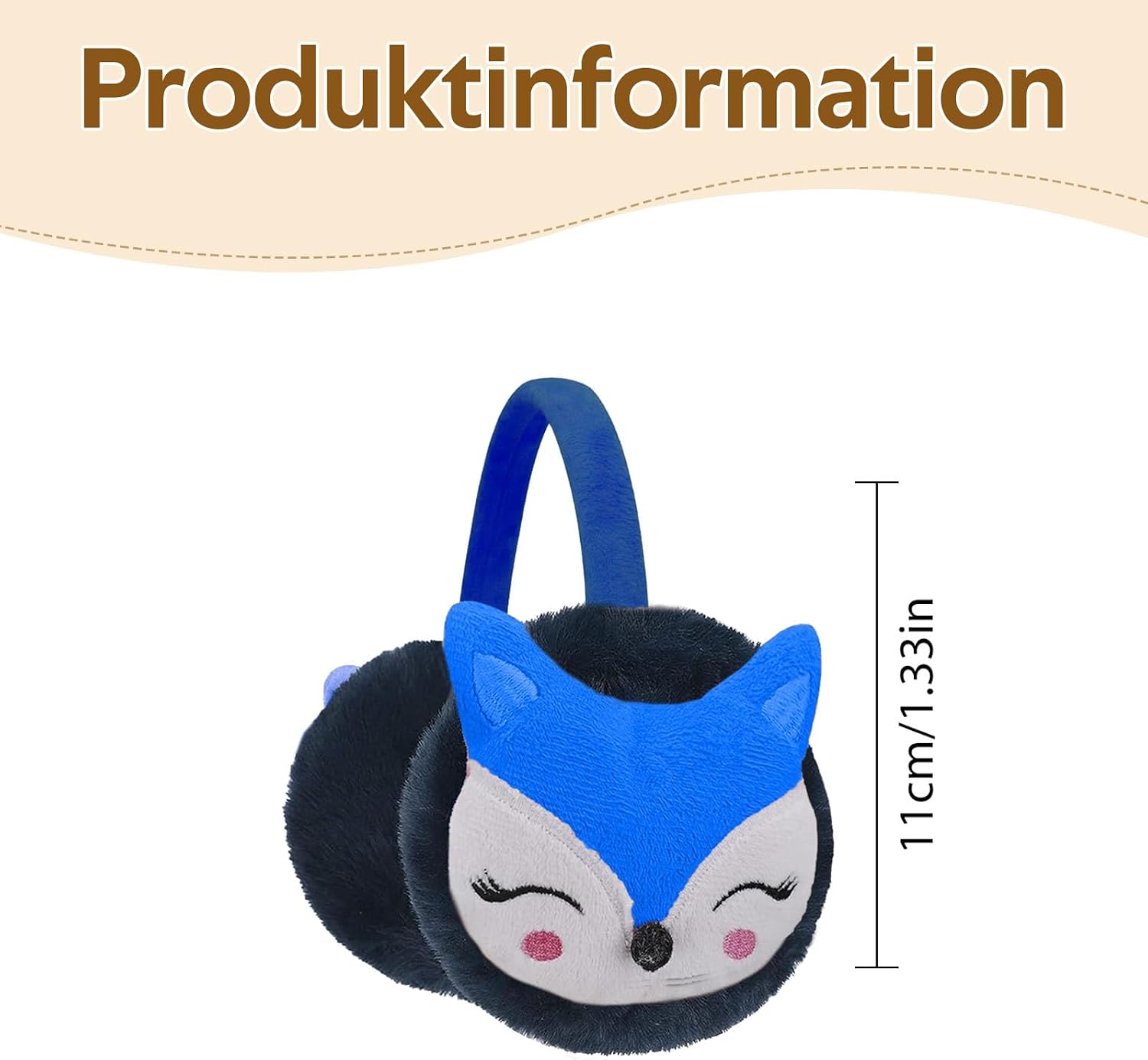 Thumbnail 6 de Uoimky Ohrenwärmer Kinder – Plüsch-Earmuffs mit Fuchs-Motiv, winddicht und einstellbar