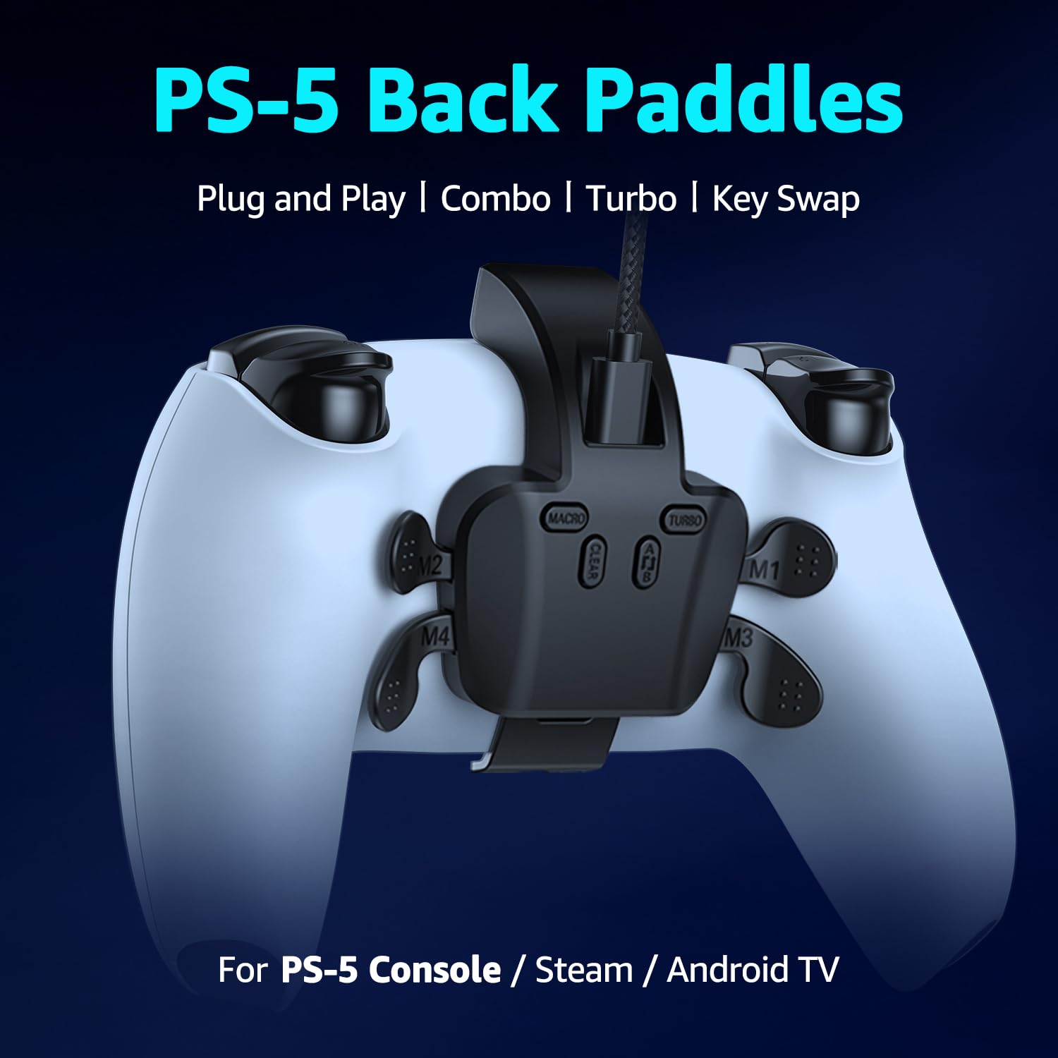 Thumbnail 1 de IWGAME FDR300 Back Paddles for PS5 Controller, 4 Programmable Buttons, Wired USB