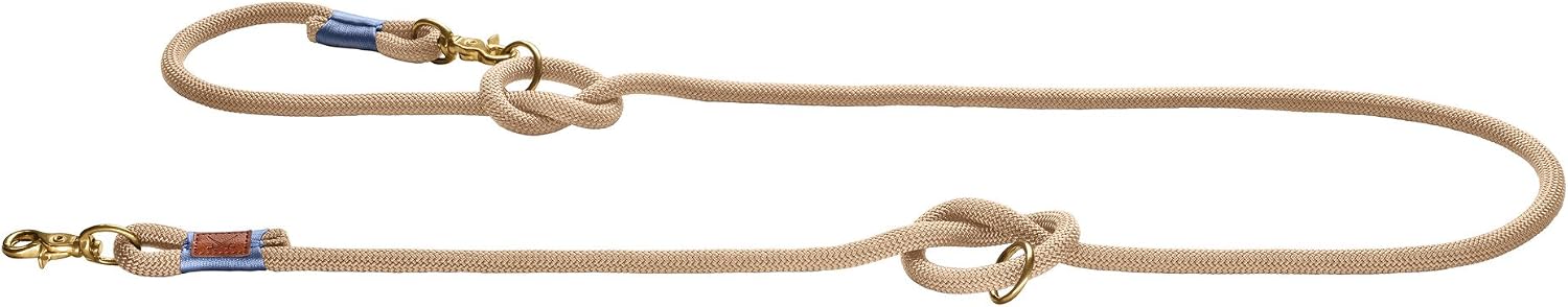 Detalle 2 de HUNTER Verstellbare Hundeführleine Sansibar Rantum – beige, 200 cm, 12 mm, Tau-Material mit Messingbeschlägen
