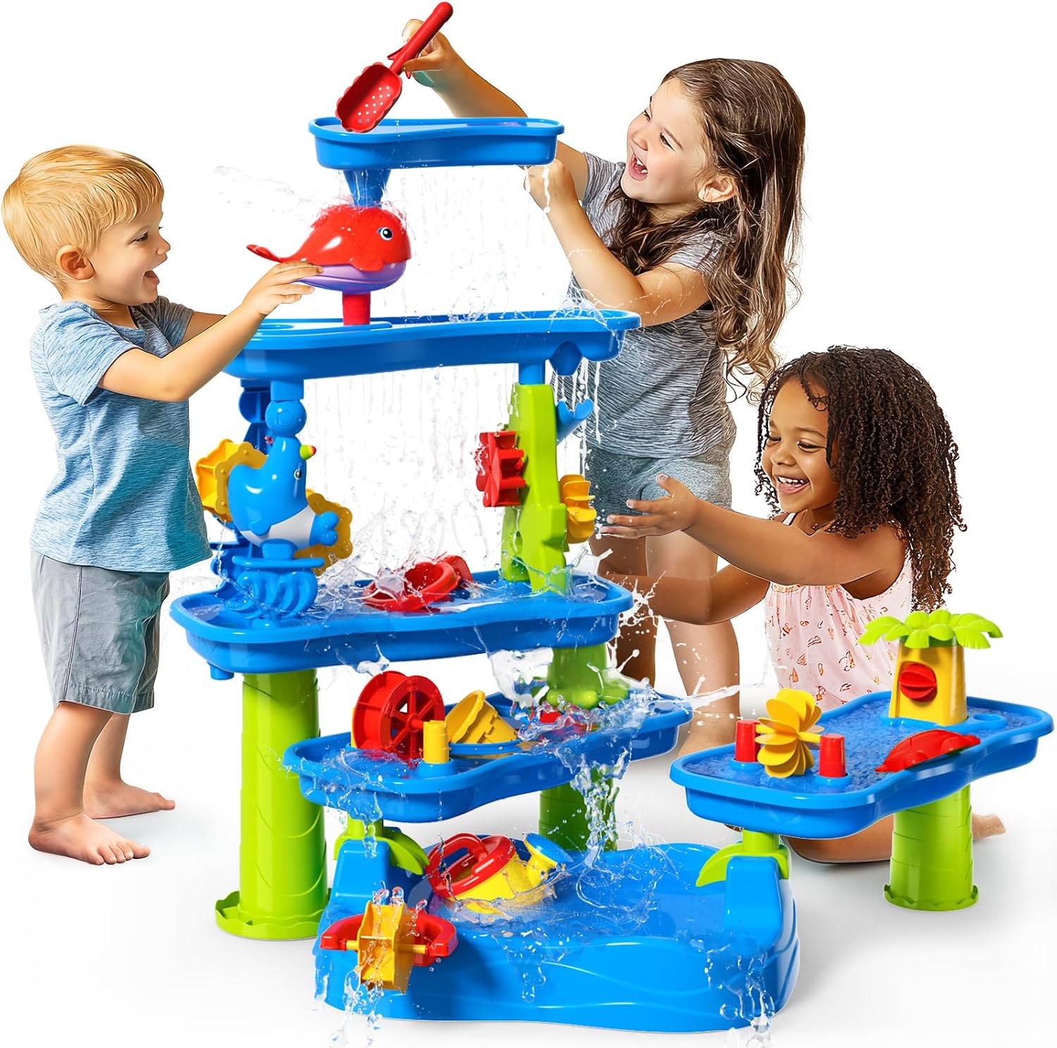 Thumbnail 6 de CozyBomB Water Table for Toddlers 3-5 | Outdoor Water Play Table with Magnetic Fishing Toy - 2'10" Waterfall Edition