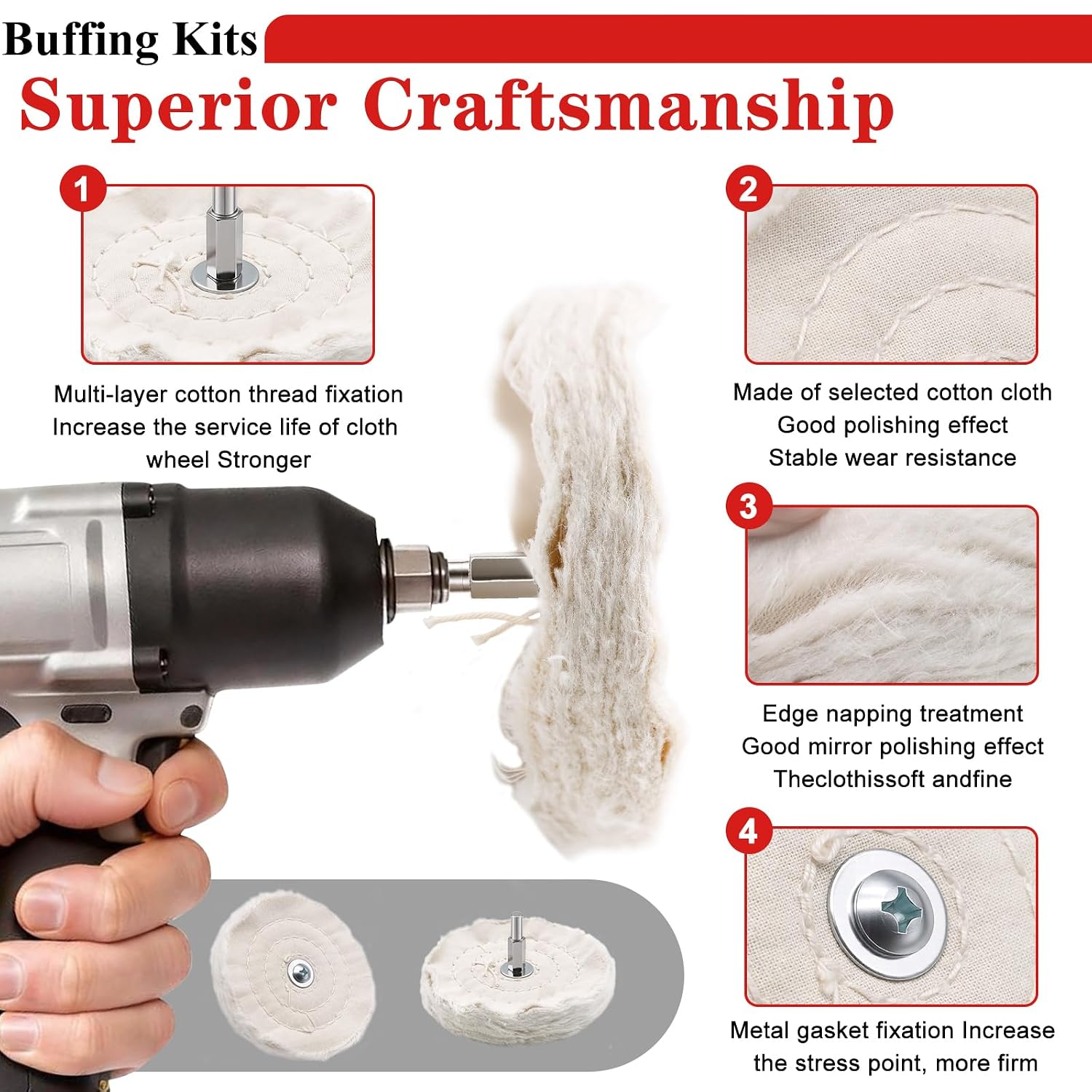 Detalle 1 de Tnisesm Buffing Wheel Kit for Drill