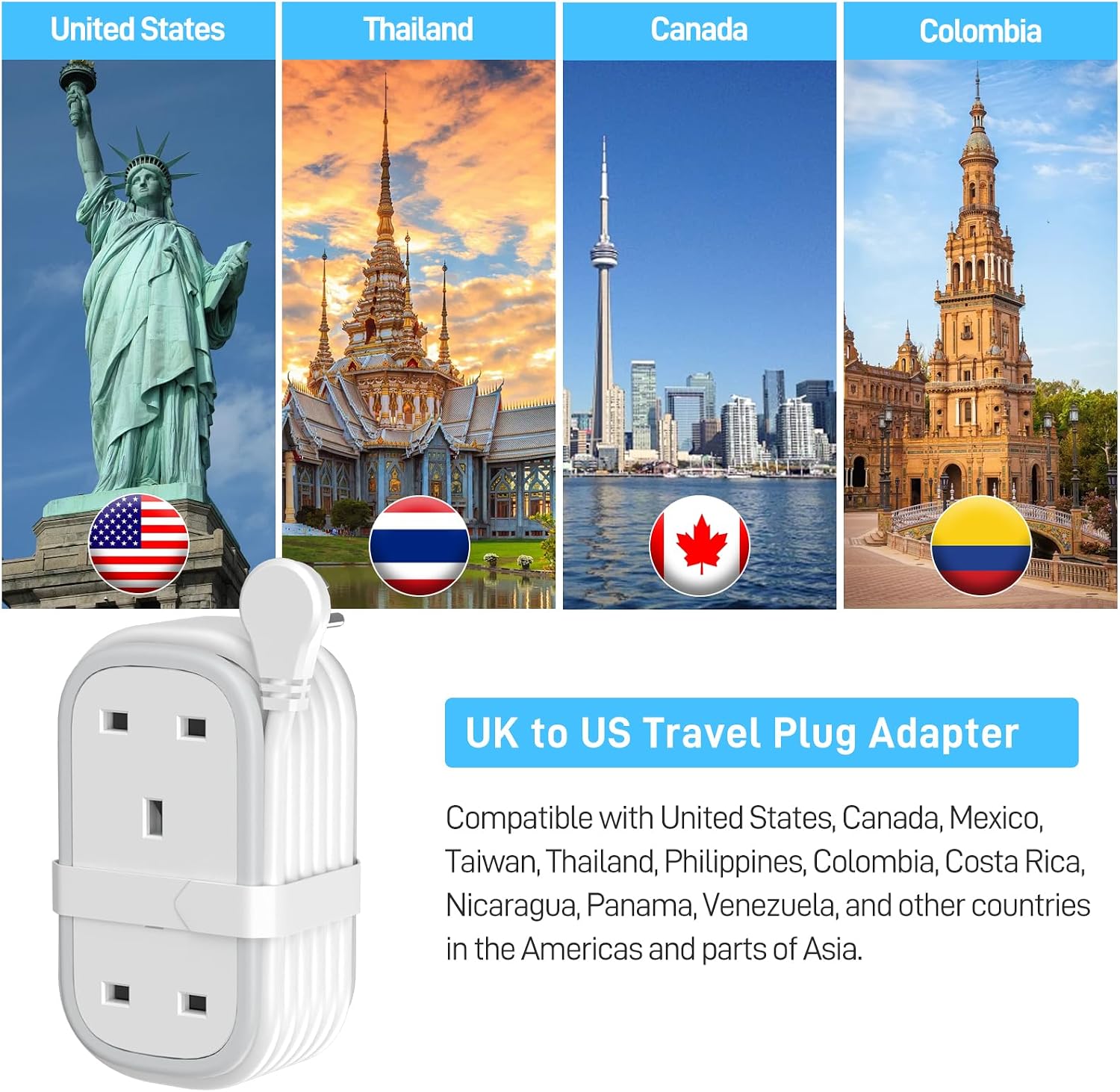 Thumbnail 4 de BEVA UK to US Plug Adapter 1.5m Cable 🔌