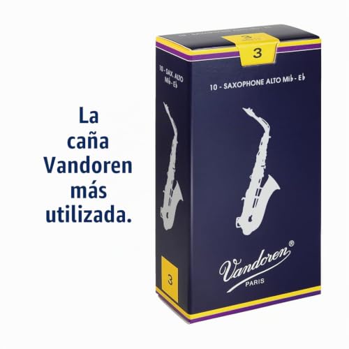 Detalle de Vandoren SR213 – Caja de 10 cañas tradicional n.3 para saxofón alto, madera