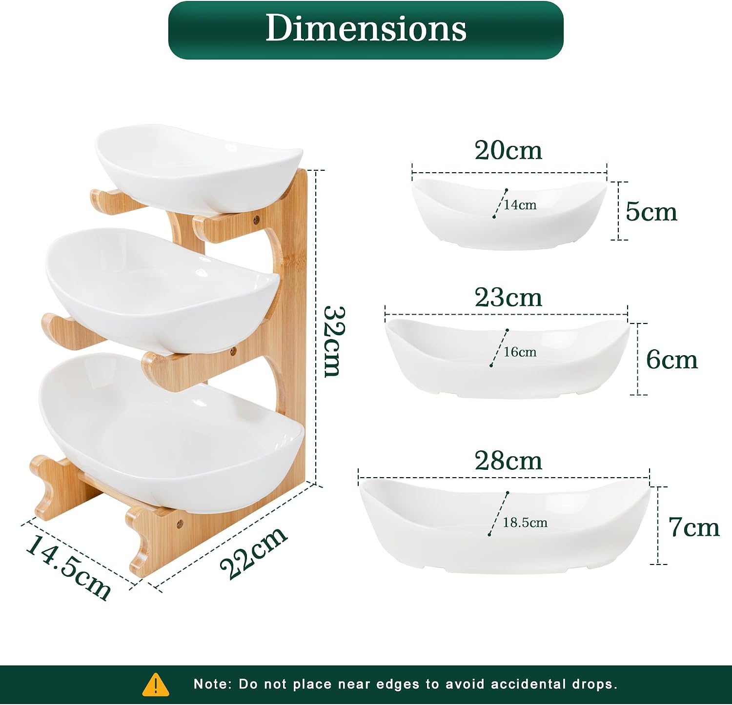 Detalle 2 de SEVEN SPARTA 3-Tier Ceramic Serving Bowls