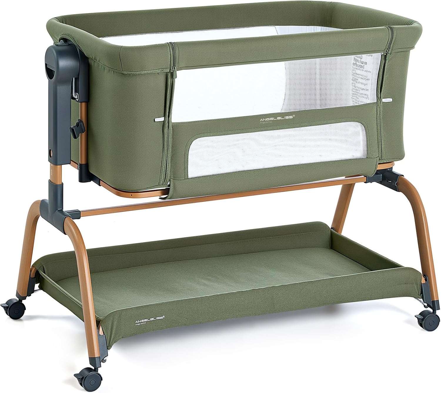 Detalle de ANGELBLISS Y08 3-in-1 Baby Bassinet, Rocking Bedside Sleeper, Green