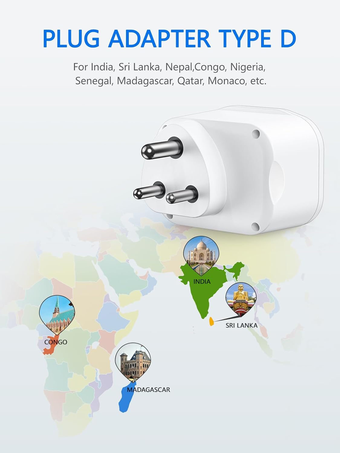 Detalle 1 de LENCENT Adaptateur Voyage Type D 20W