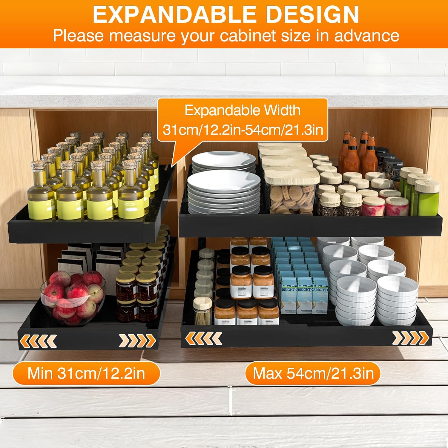 Detalle 2 de fufeisi QSTDR010 2-Pack Pull-Out Cabinet Organizers, Expandable Width