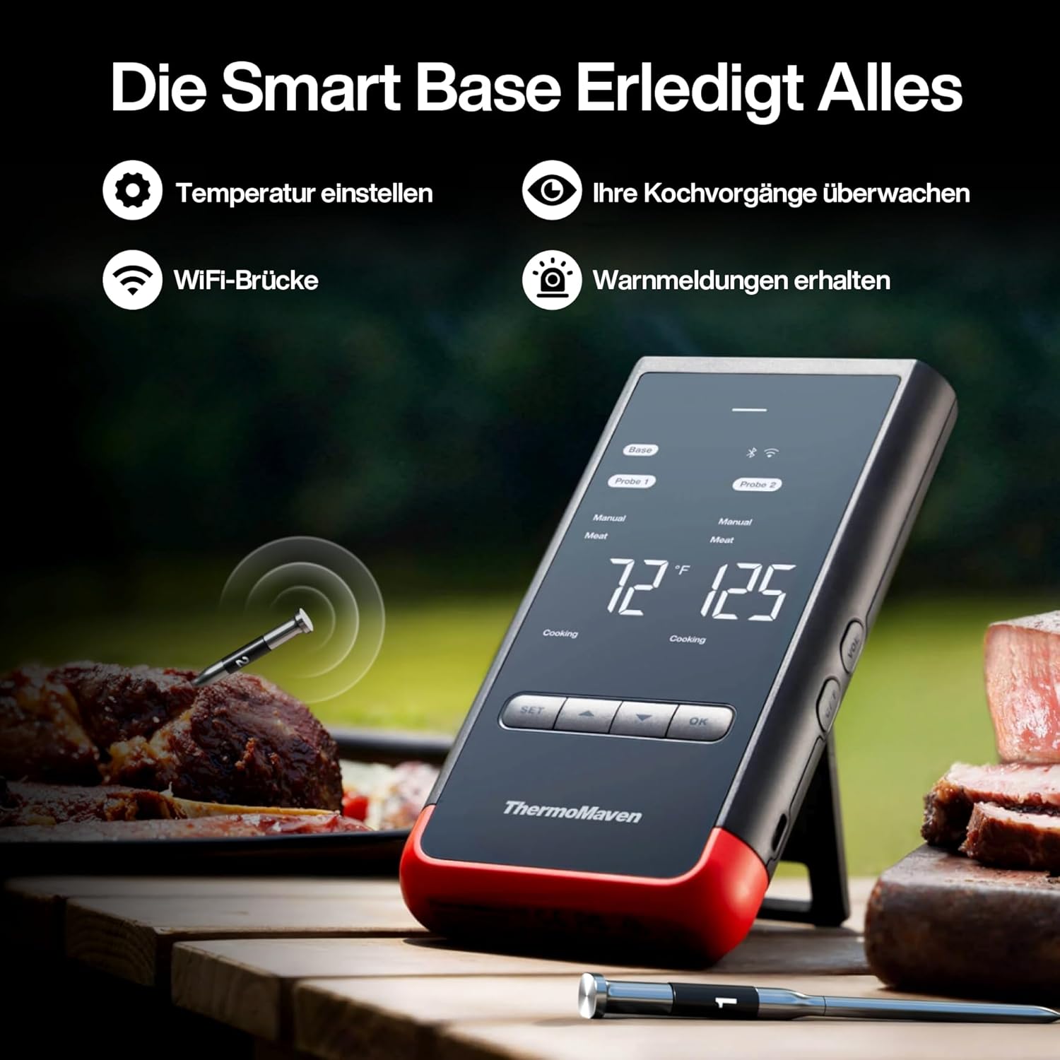 Thumbnail 5 de ThermoMaven P2 – Smarte kabellose Fleischthermometer mit 2 Sonden, 152 m WLAN, Bluetooth 5.3 und IPX8
