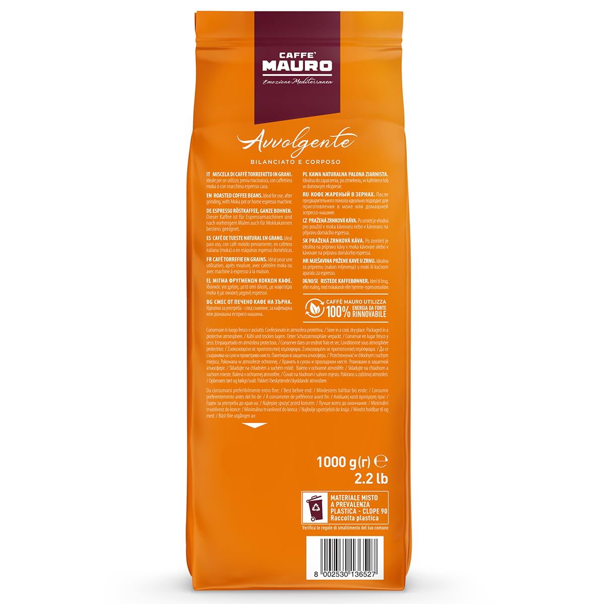 Detalle 2 de Caffè Mauro Torrefazione Kaffeebohnen – Avvolgente Mischung, 1 kg, mittlere Röstung
