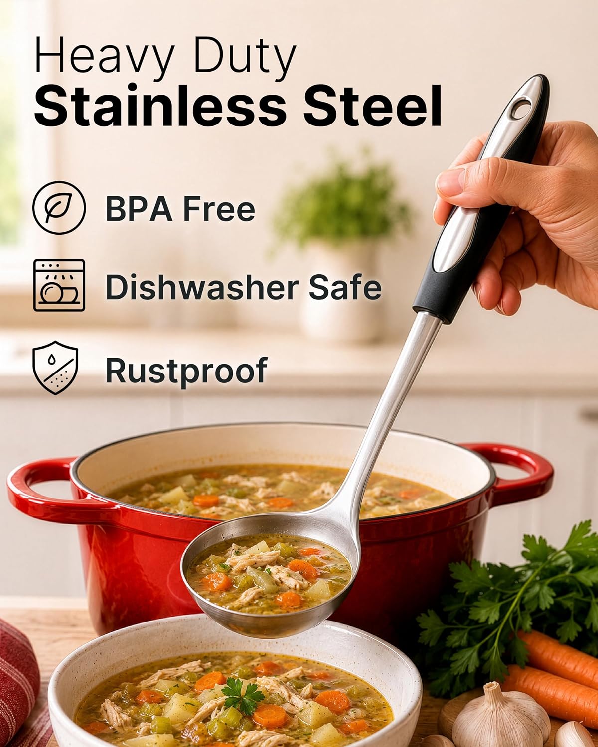 Detalle 2 de Zulay Kitchen Soup Ladle, Stainless Steel