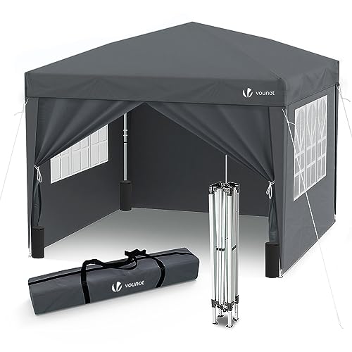 Detalle de VOUNOT 3m x 3m Pop Up Gazebo with Sides & 4 Weight Bags – Grey