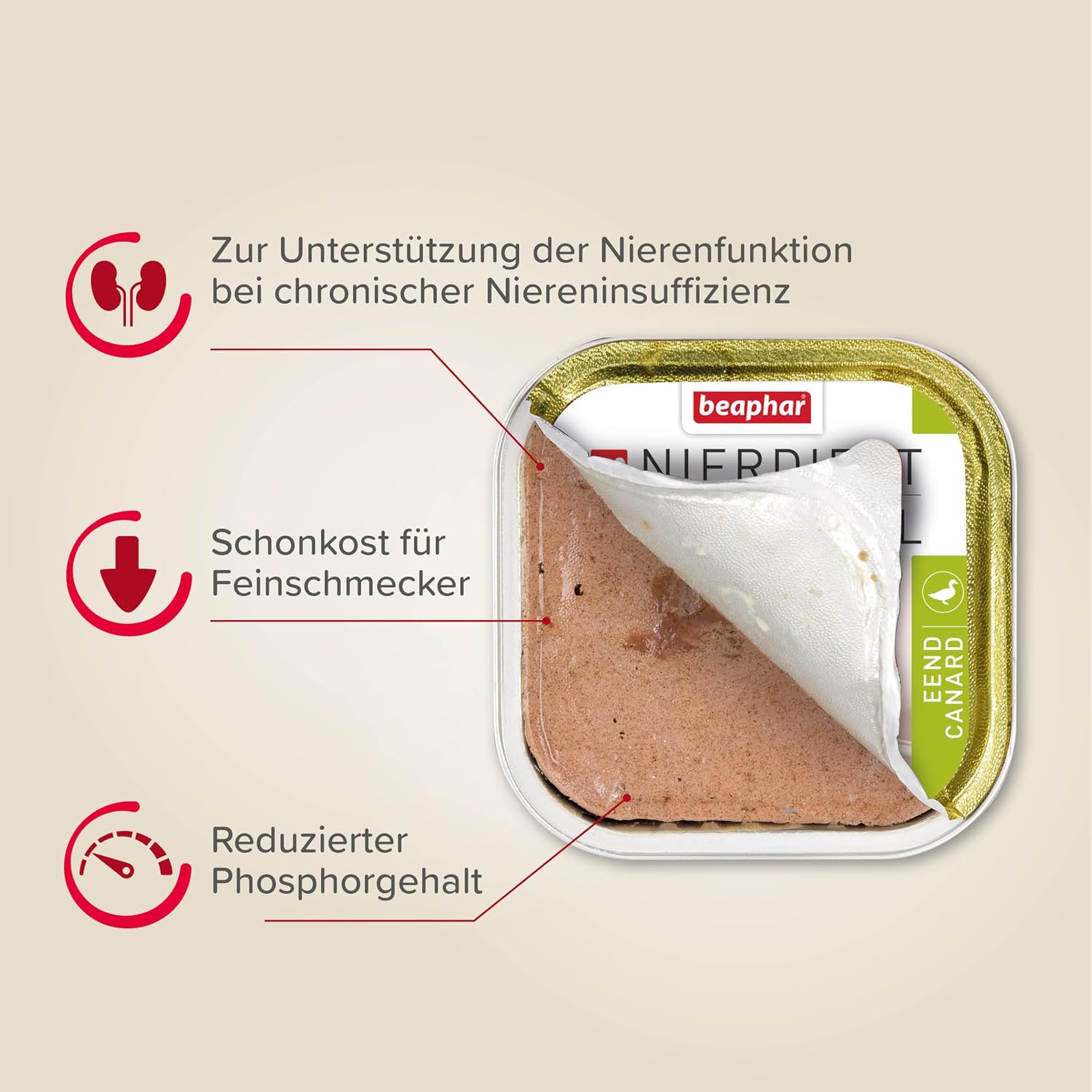 Detalle 2 de BEAPHAR Nierendiät Mix Pack – Diätalleinfuttermittel für Katzen mit chronischer Niereninsuffizienz, 6x100 g