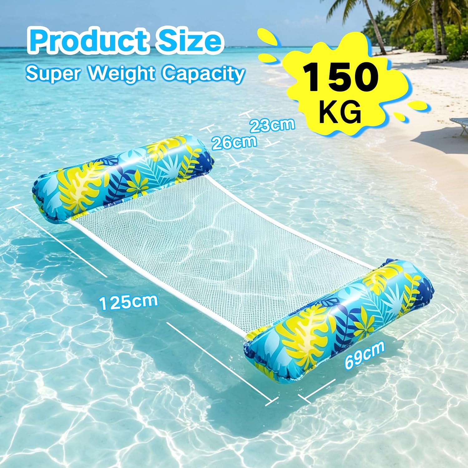 Detalle de Pool Hammock Floats Adults 2 Pack – 4 in 1 Multi-Purpose Inflatable Pool Floats with Air Pump