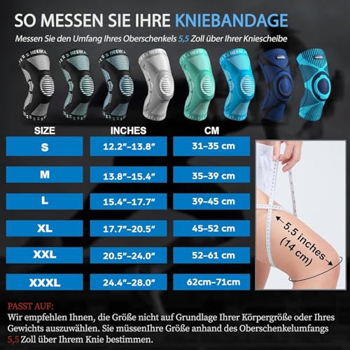 Detalle de NEENCA Kniestütze: Komprimierte Kniebandage mit Patella-Gel-Pads und Federseitenstabilisatoren