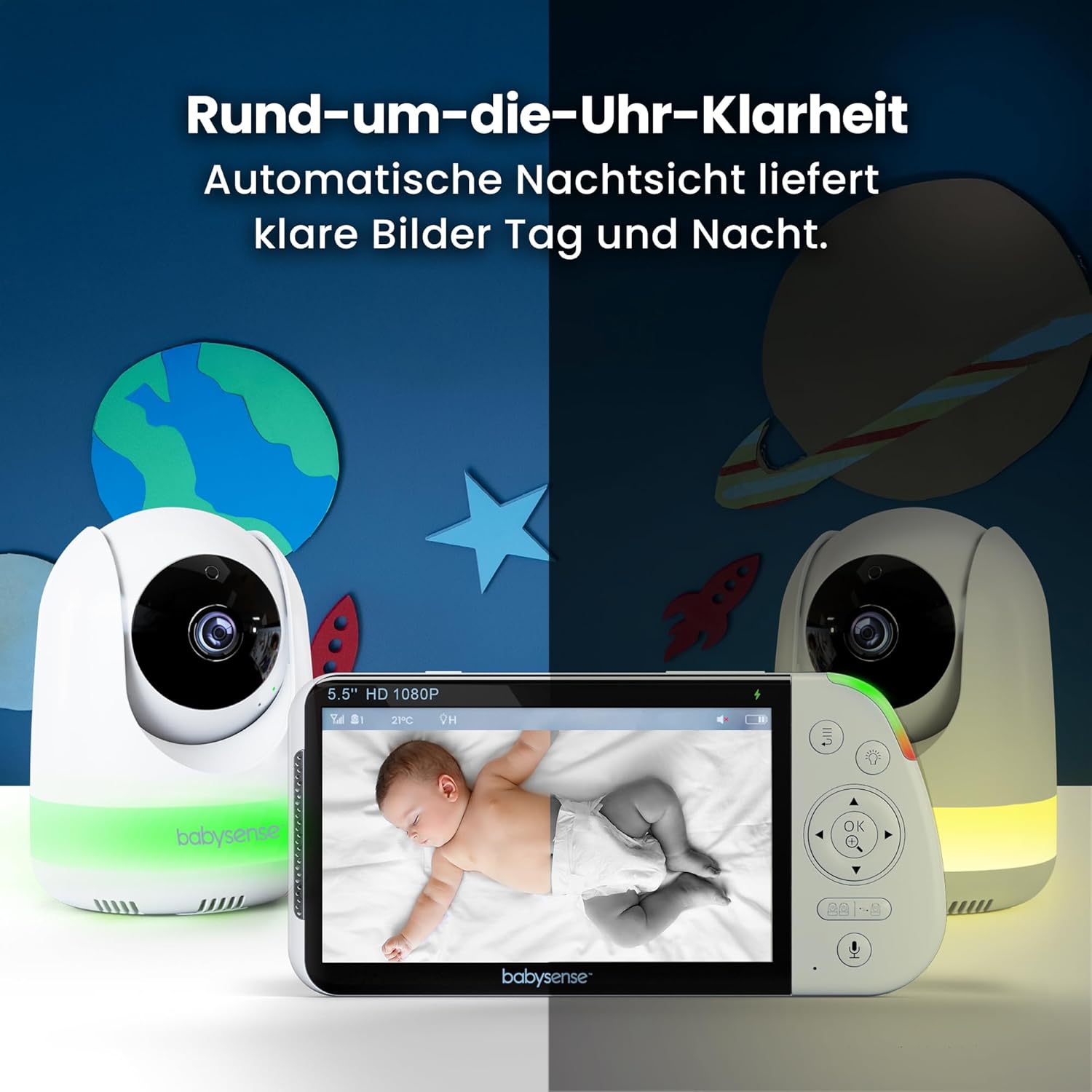 Thumbnail 5 de Babysense Full HD Split-Screen Babyphone mit 20 Std Akku