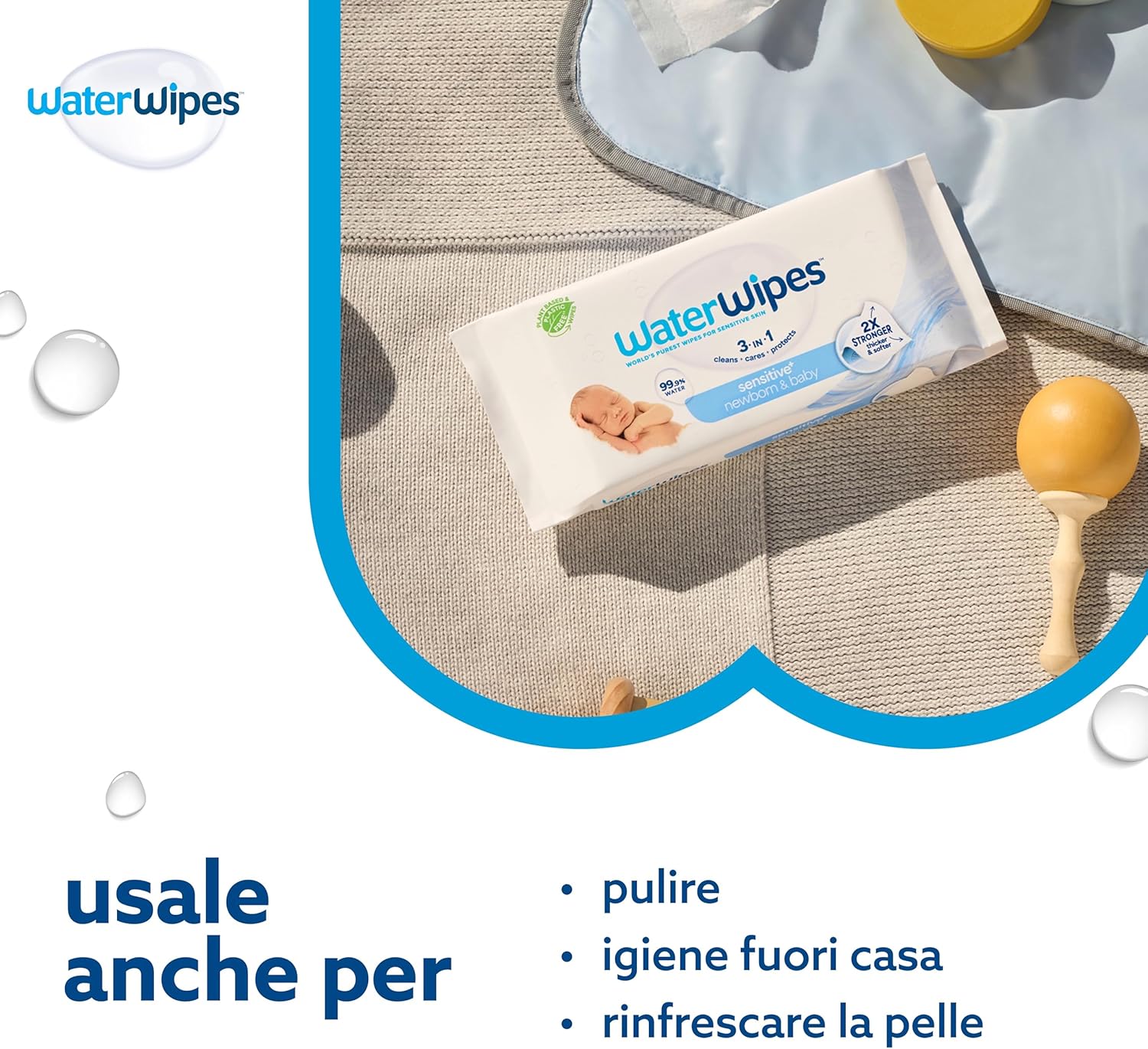 Thumbnail 5 de WaterWipes Sensitive+ Newborn & Baby Wipes, 720 pezzi (12 confezioni) – pulizia delicata con 99,9% acqua purificata