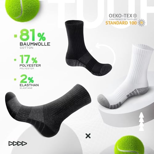 Detalle de TUUHAW Chaussettes Homme 39-42 Noires – Chaussettes de sport polyvalentes TUUHAW