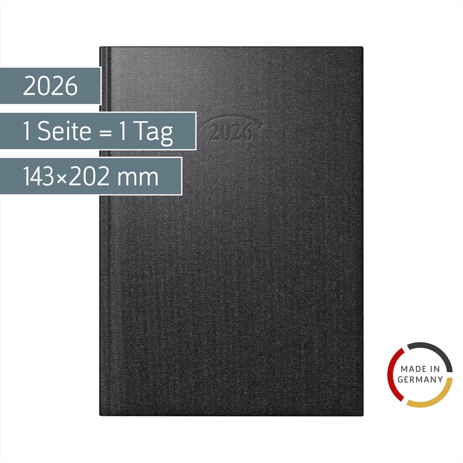 Thumbnail 1 de BRUNNEN Buchkalender Mod. 765 ’26 (A5) – Vulkanschwarz, 1 Seite pro Tag