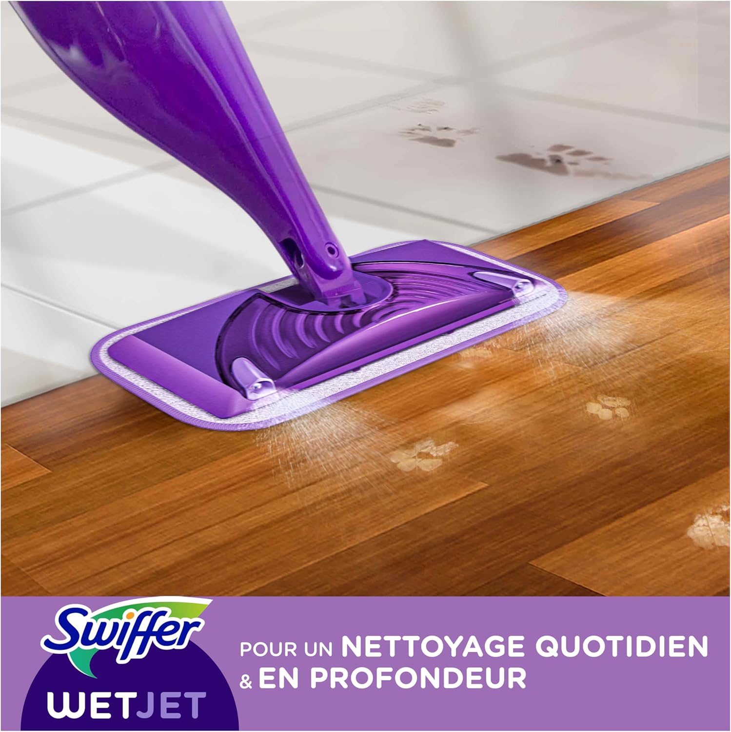 Thumbnail 3 de Swiffer WetJet – kit de démarrage pour sols (balai, lingette microfibre lavable, lingettes jetables, solution nettoyante)