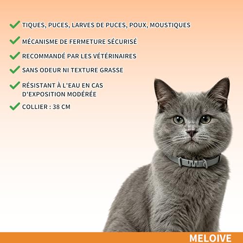 Thumbnail 6 de Meloive Collier Antipuces et Anti-tiques pour Chats – 3 Pièces