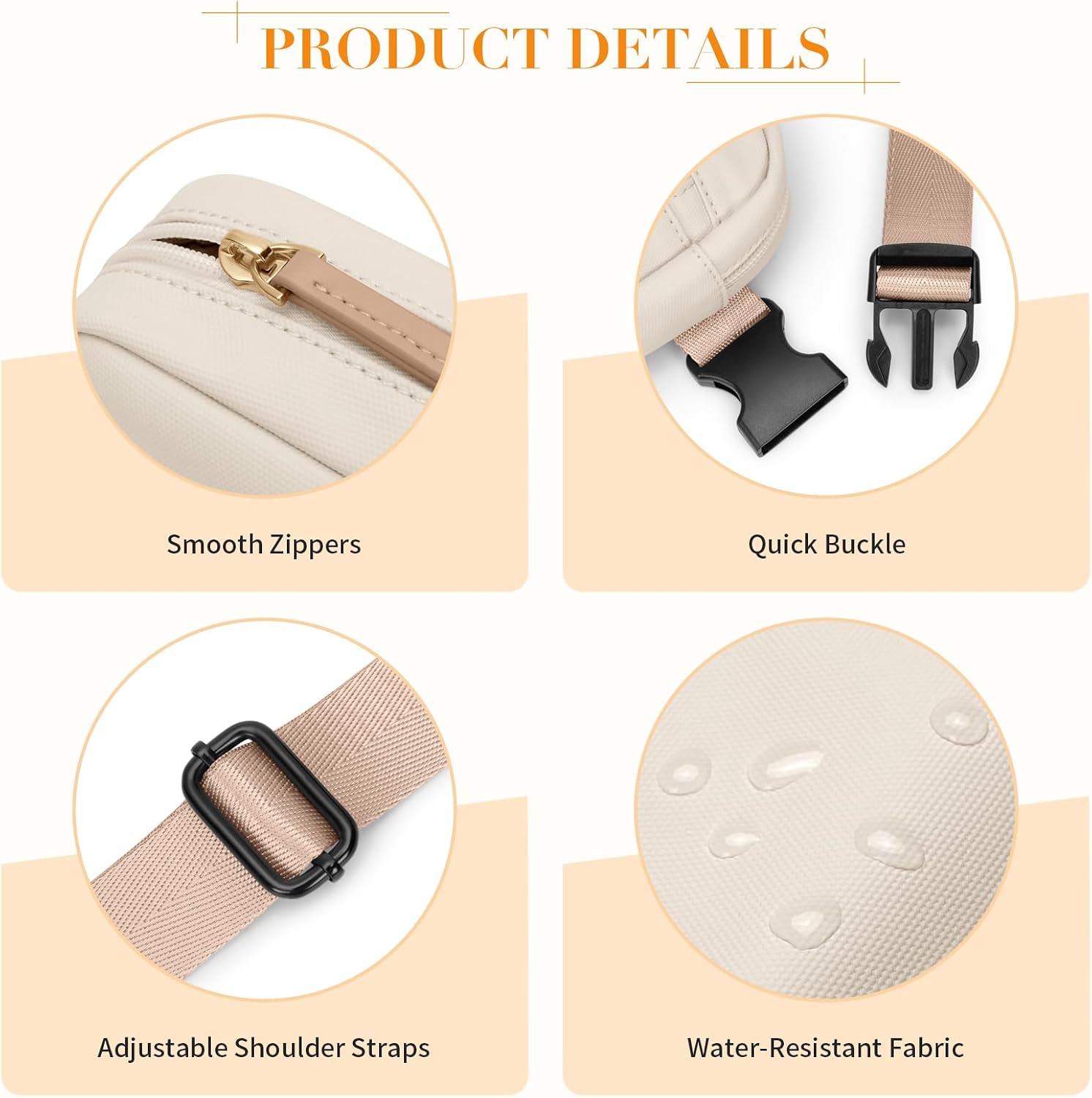 Detalle de GOLF QUALTY crossbody belt bag, Apricot