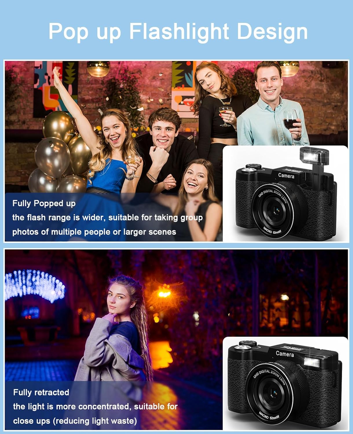 Thumbnail 6 de 5K Digitalkamera mit 64 MP, WLAN, 180°-Display und 2 Akkus – kompakte Foto- und Vlogging-Kamera für Einsteiger