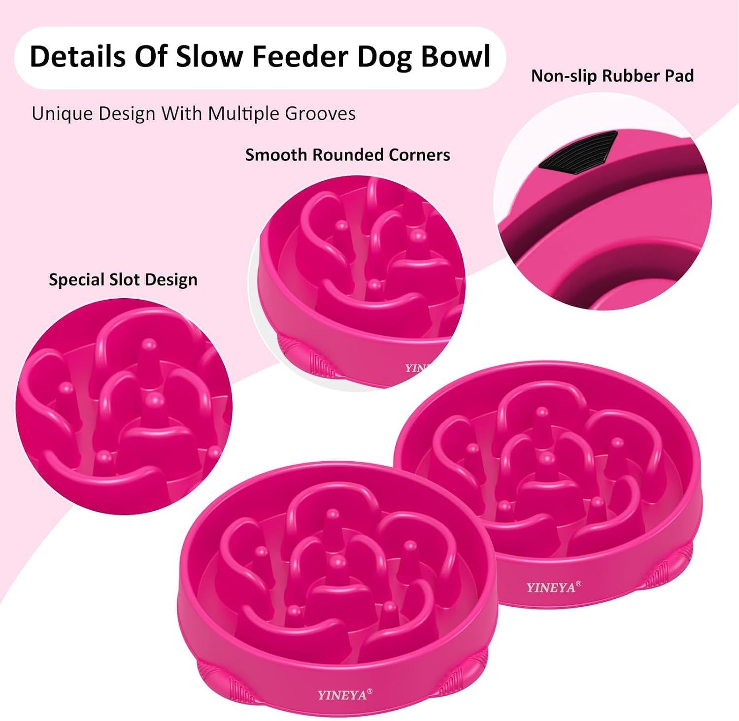 Detalle 2 de YINEYA Slow Feeder Dog Bowl for Large Dogs